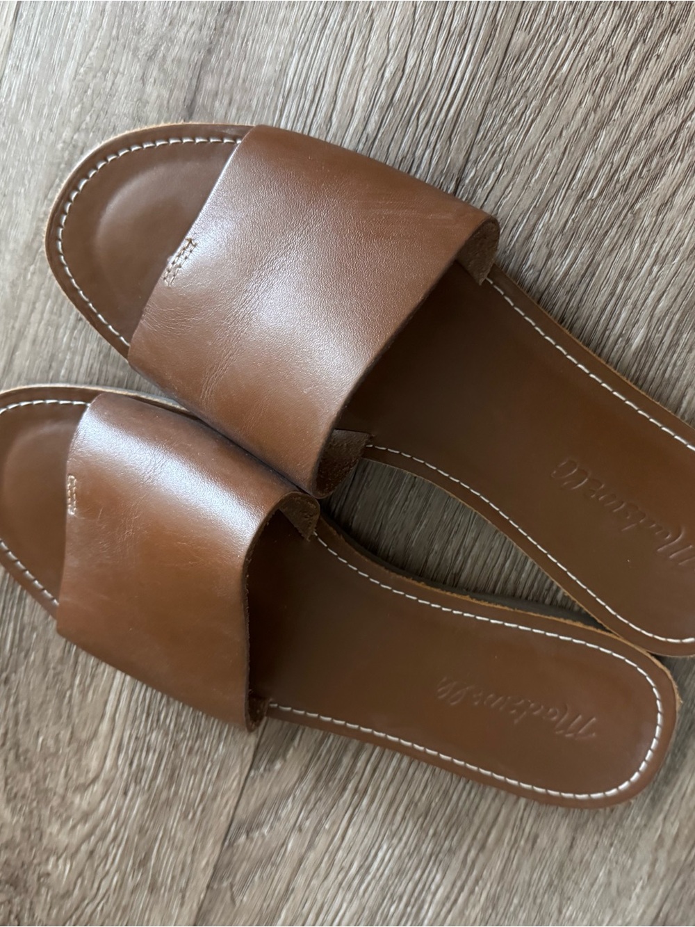 Madewell Leather camel Slide sandals
